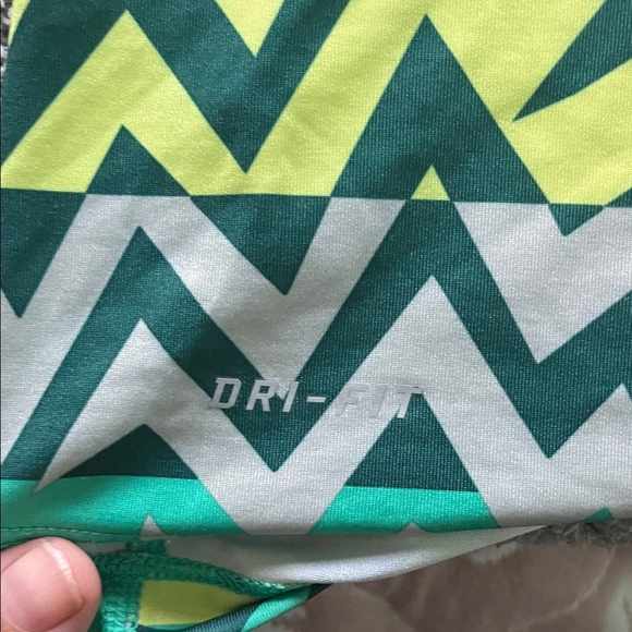 Nike Women's Short Sleeve Dri-fit - Green and Yellow Zigzag - Picture 3 of 4
